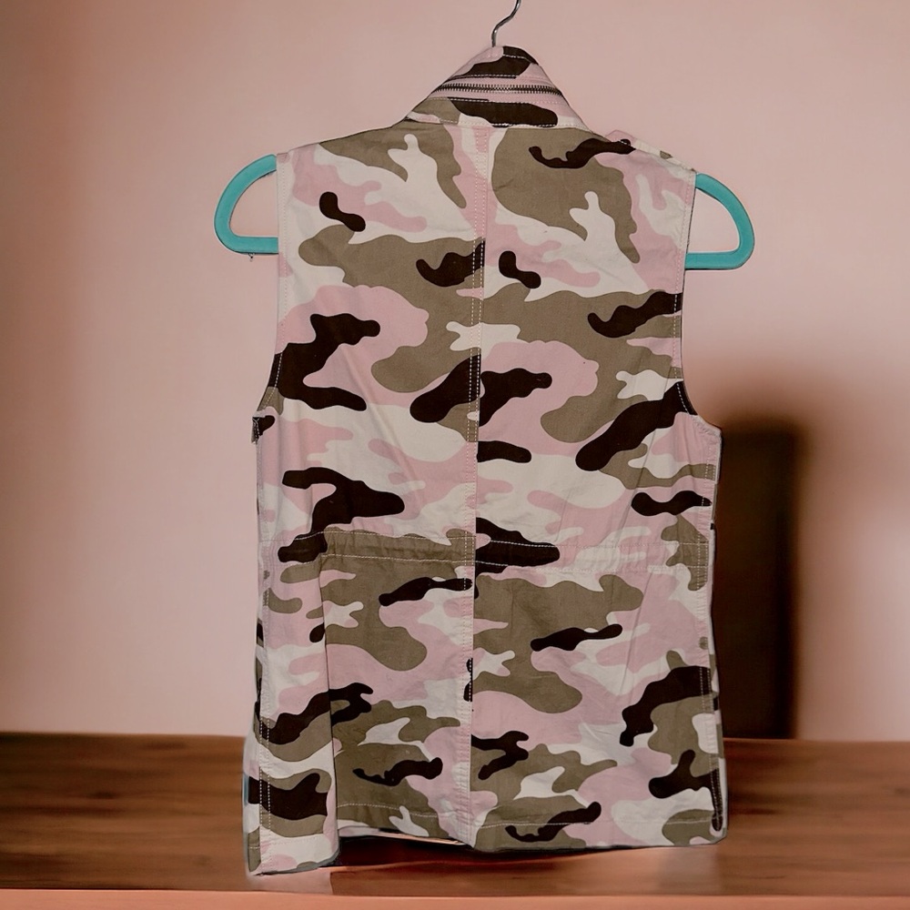 Love Tree Pink Camo Camouflage Button Up Military Style Vest Womens Small - Picture 5 of 9